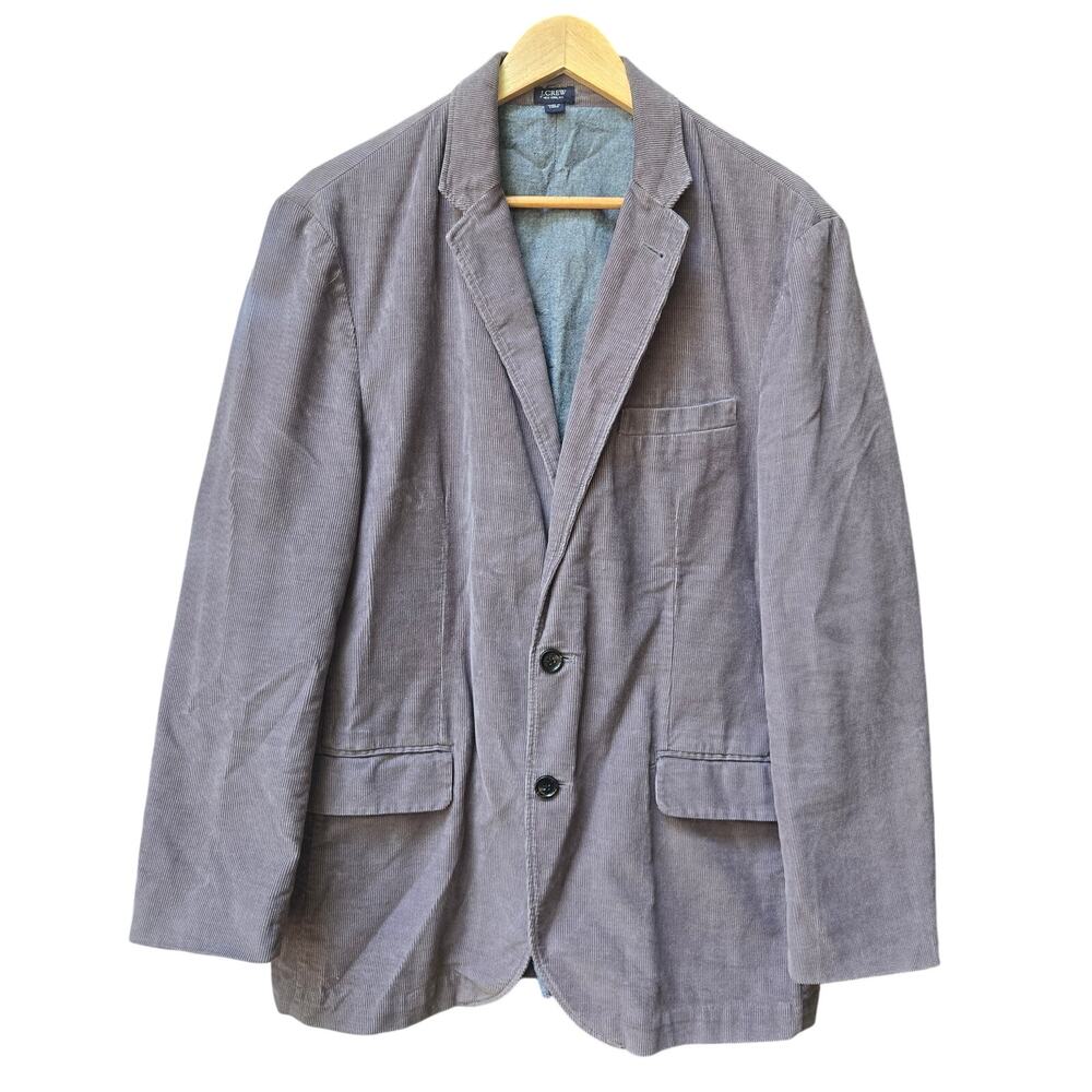 J.Crew Mens Vtg Academia Preppy Classic Gray Corduroy Blazer L Sport Coat Jacket